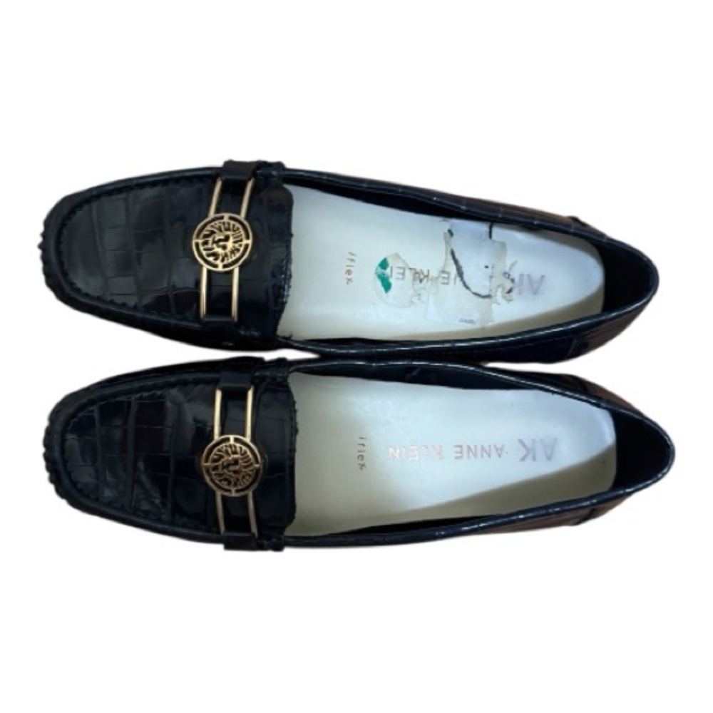 Anne Klein Black Loafers with Gold Detailing
